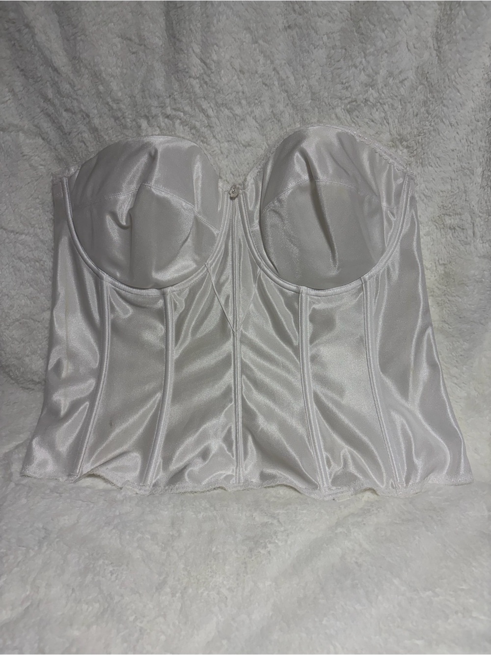 Dominique White Satin Bridal Strapless Bustier